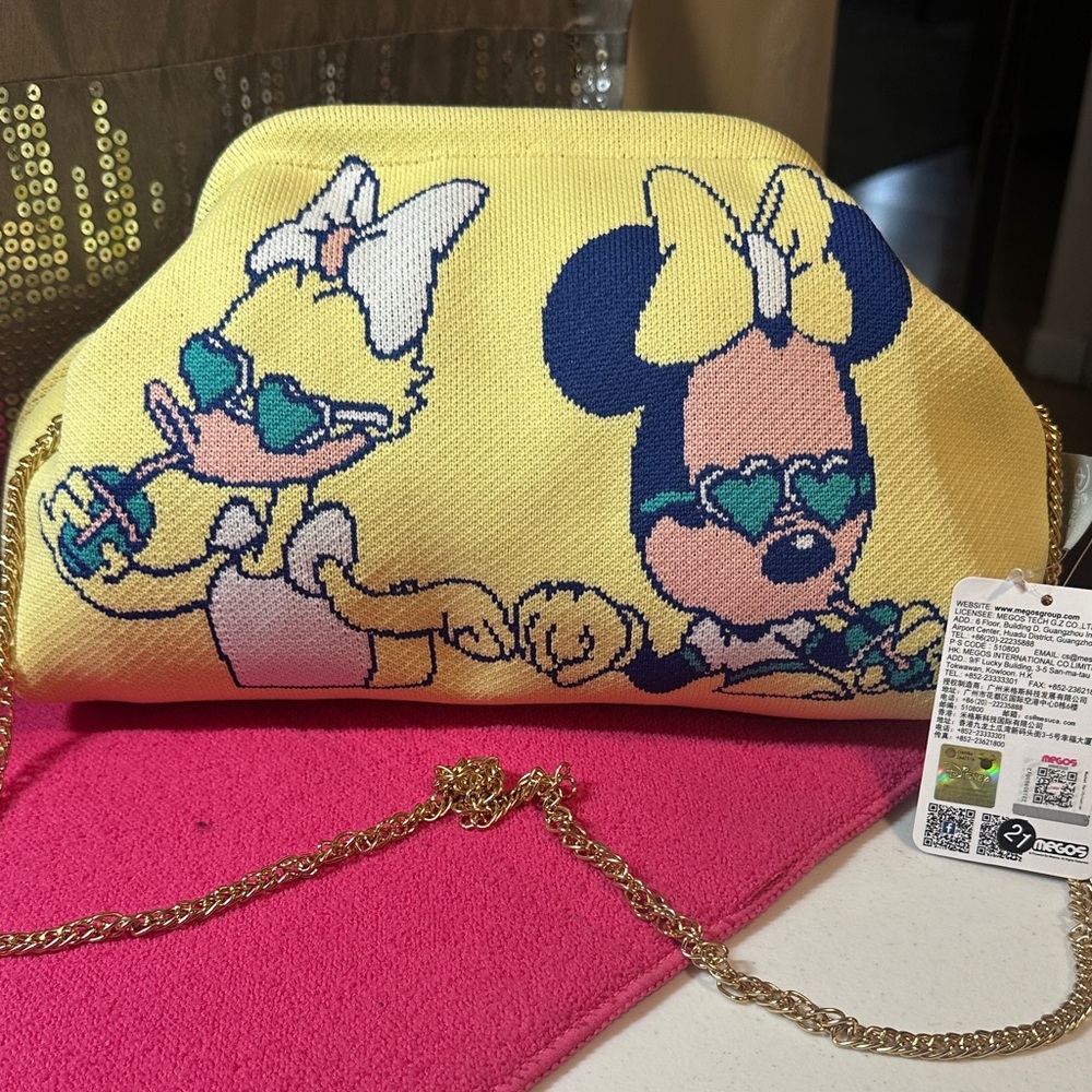Disney Yellow Cartoon Character Clutch with Chain